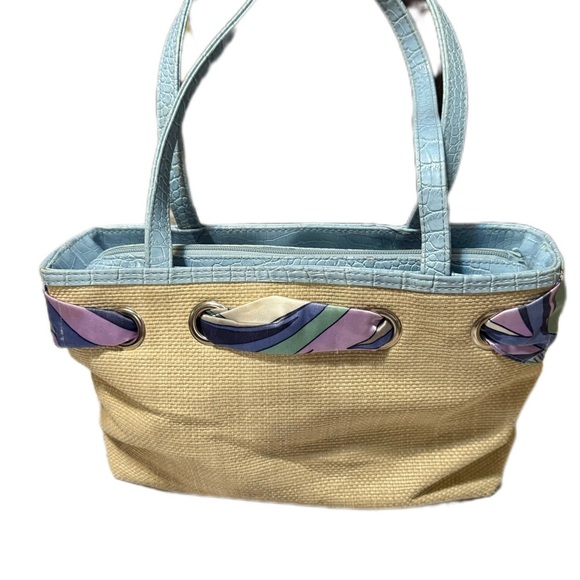 Elegant Blue and Cream Tote Bag Sonoma Lifestyle - Picture 2 of 7